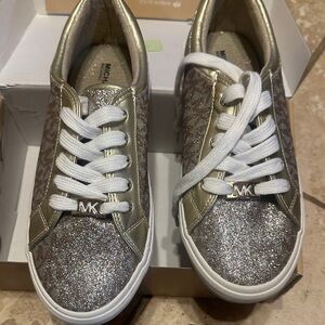 Michael Kors Glittery Silver and Gold Sneakers